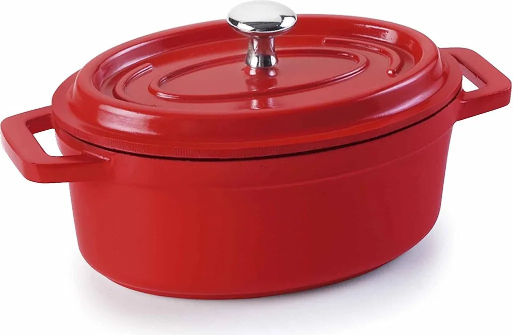 Lacor 25911 Casseruola Ovale Rossa - Mini Cocotte Design per Tavola Elegante