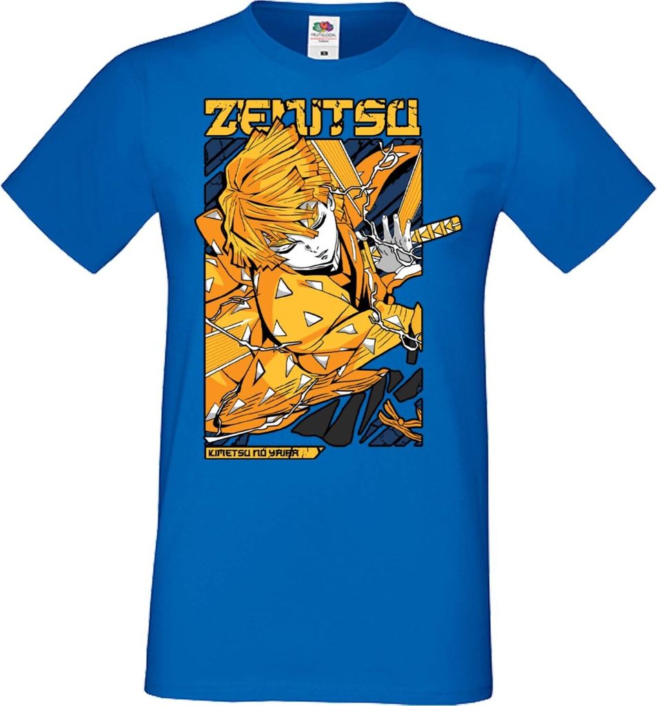 Herren T-Shirt Manga Anime Demon Anime Slayer Zenitsu Agatsuma, Man M / Blau