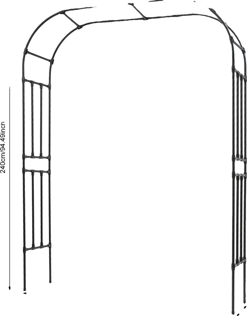 Arche grimpante pour plantes en métal noir, tuteur de jardin robuste