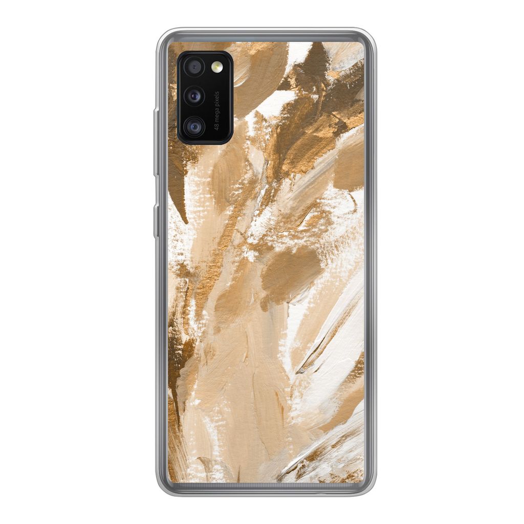 MuchoWow Handyhülle Schutzhülle Hülle für Samsung Galaxy A41 Farbe - Gold - Beige Silikon Softcase Handy Hülle - Mobiltelefon