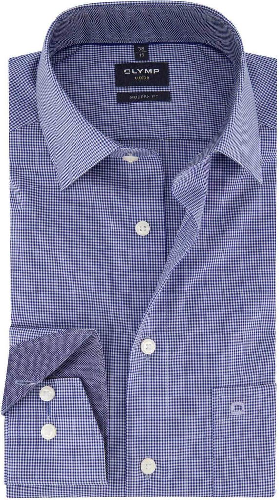 Olymp Luxor Modern Fit Hemd Vichy Navy