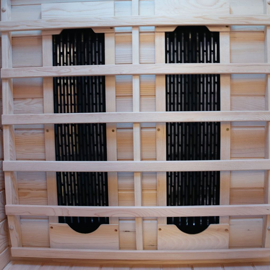 Dewello Infrarotkabine Infrarotsauna WINDSOR 90cm x 90cm inkl. Keramikstrahler, Bodenstrahler und Zubehör