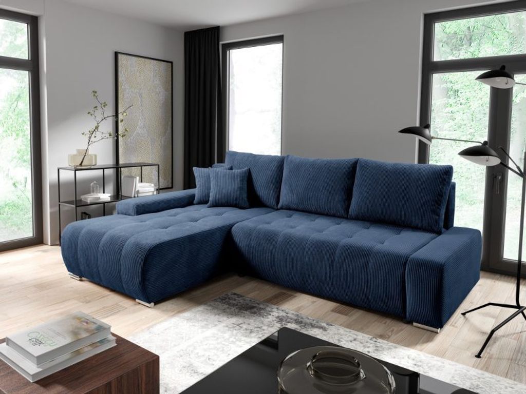 Intenso Ecksofa mit Schlaffunktion Velutti L Premium, Links, Blau