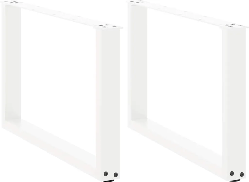 Gambe del tavolino a U 2 pz. Bianco 60x(42-43) cm Acciaio