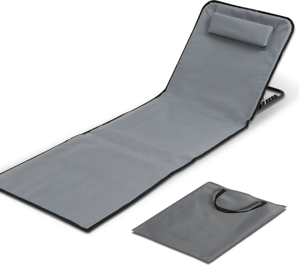 Aopunly Tapis de Plage avec Dossier Réglable en Polyester 600D Gris