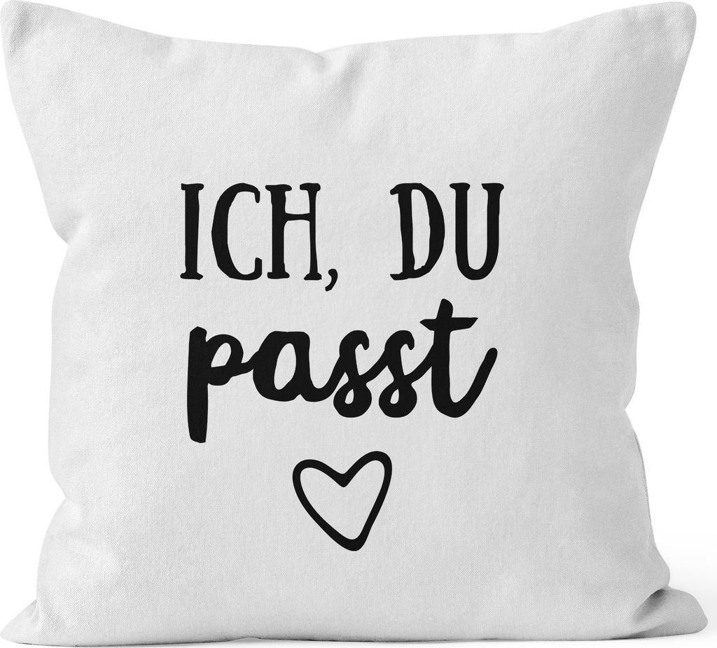 Kissen-Bezug Valentinstag Liebe Ich du passt Kissen-Hülle Deko-Kissen Baumwolle MoonWorks weiß 40cm x 40cm