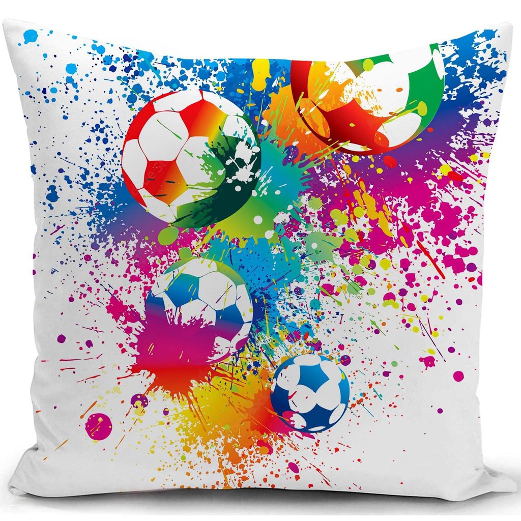 Fußball-Kissenbezug, bunt, 40 x 40 cm