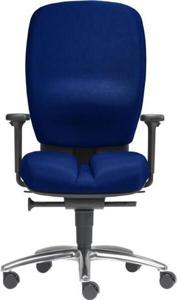 Büro-Drehstuhl Mister Office mit Armlehnen Alu-Fußkreuz dunkelblau