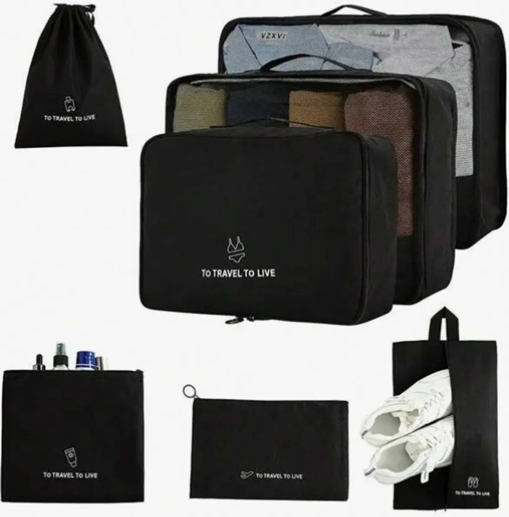 Organisateur de voyage imperméable, set de 7 sacs de rangement valise