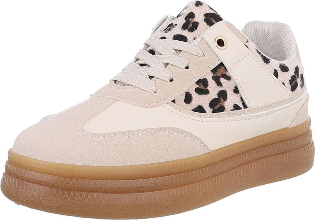 Ital-Design Damen Freizeitschuhe Lederoptik, Synthetikoptik Sneakers Low 88828168 Beige Gr. 37