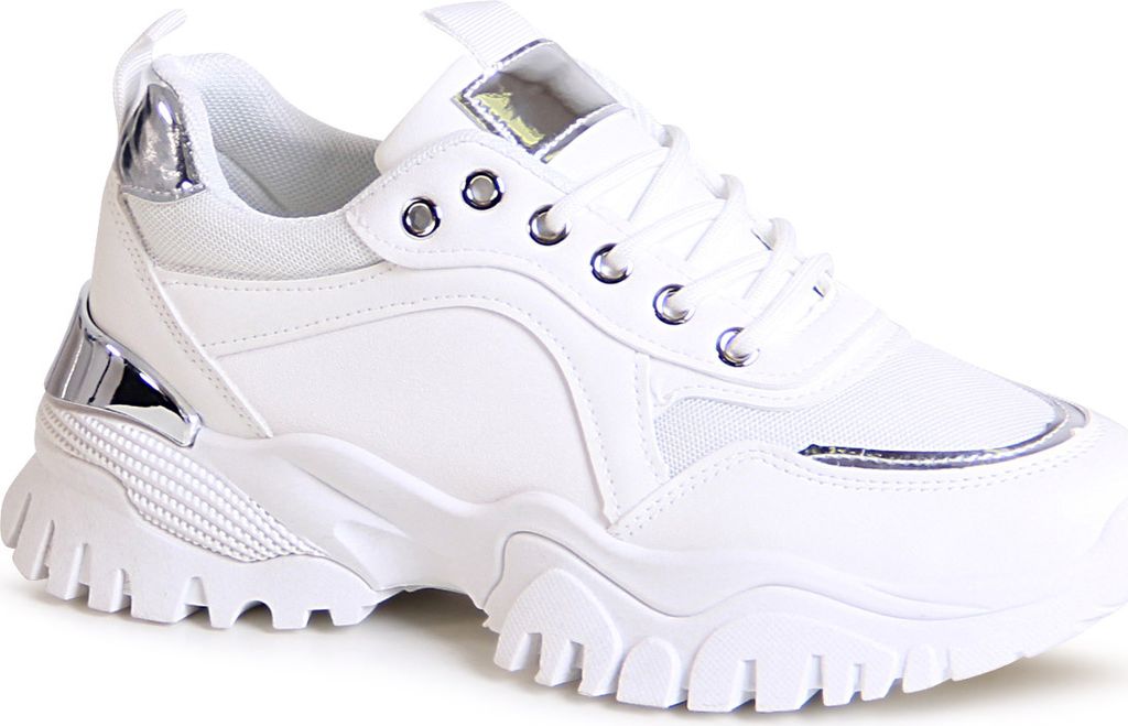 topschuhe24 2328 Damen Plateau Sneaker Turnschuhe , Farbe:Weiß, Größe:40 EU