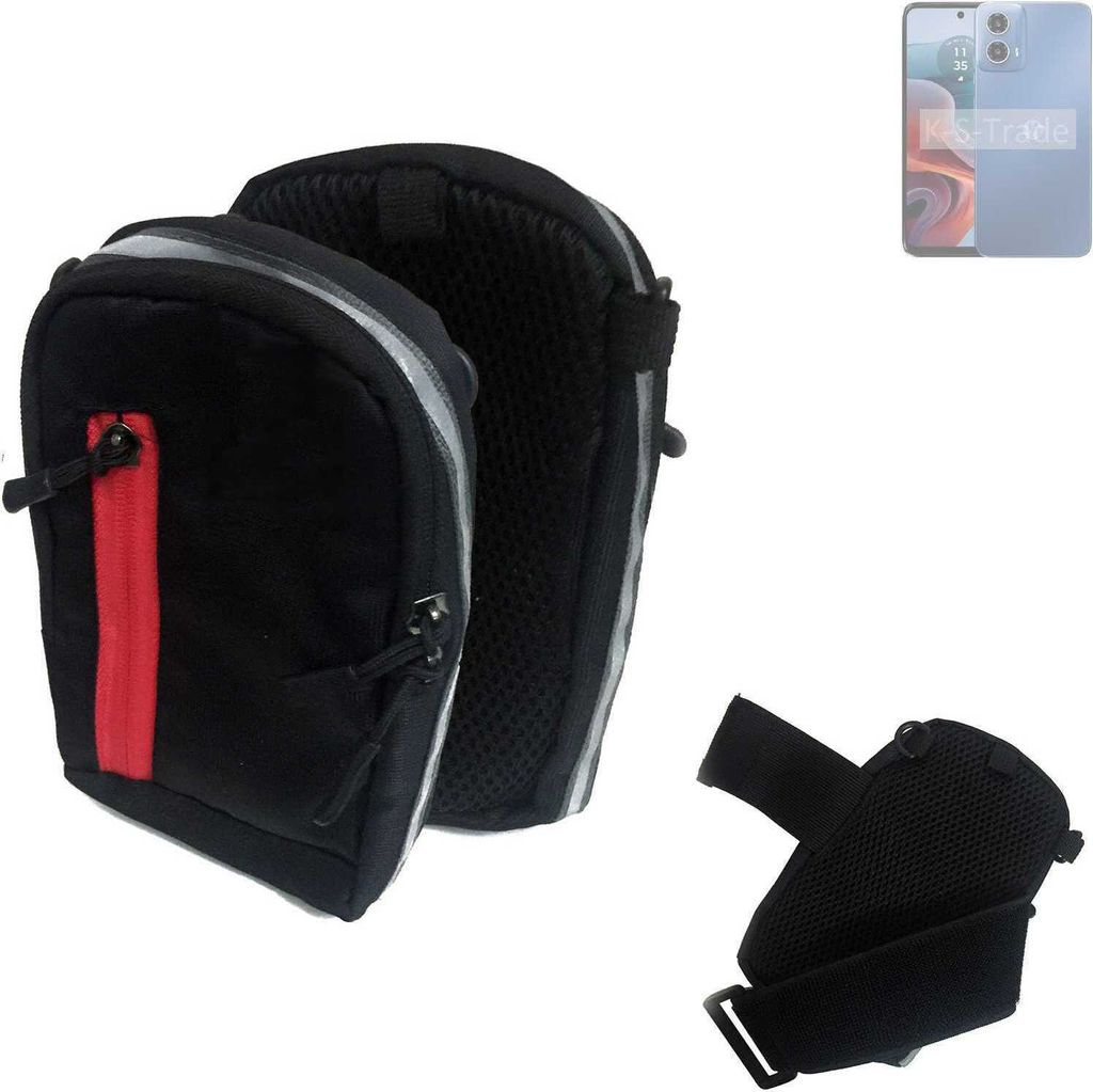 K-S-Trade Outdoor Gürteltasche Holster Umhängetasche kompatibel mit Motorola G34 5G schwarz Handy Tasche Case travelbag Schutz Hülle Handy Hülle