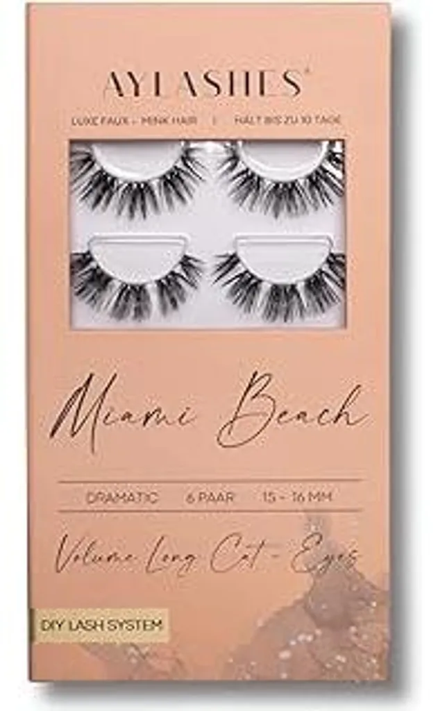 Ciglia Finte AYLASHES MIAMI BEACH: 6 Paia Extension Durata 7 Giorni