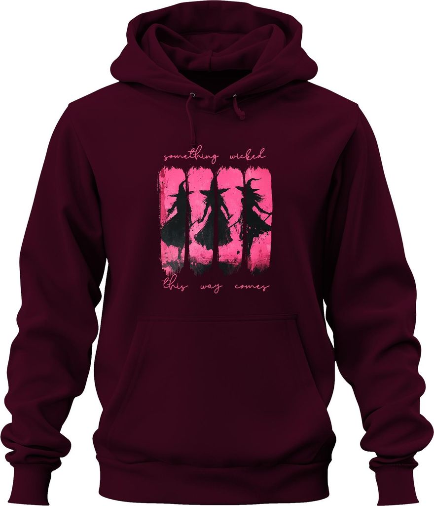 Something Wicked This Way Halloween Hexe Hexen Pink Grunge Gothic Uni Hoodie Kapuzenpullover, Burgundy, L