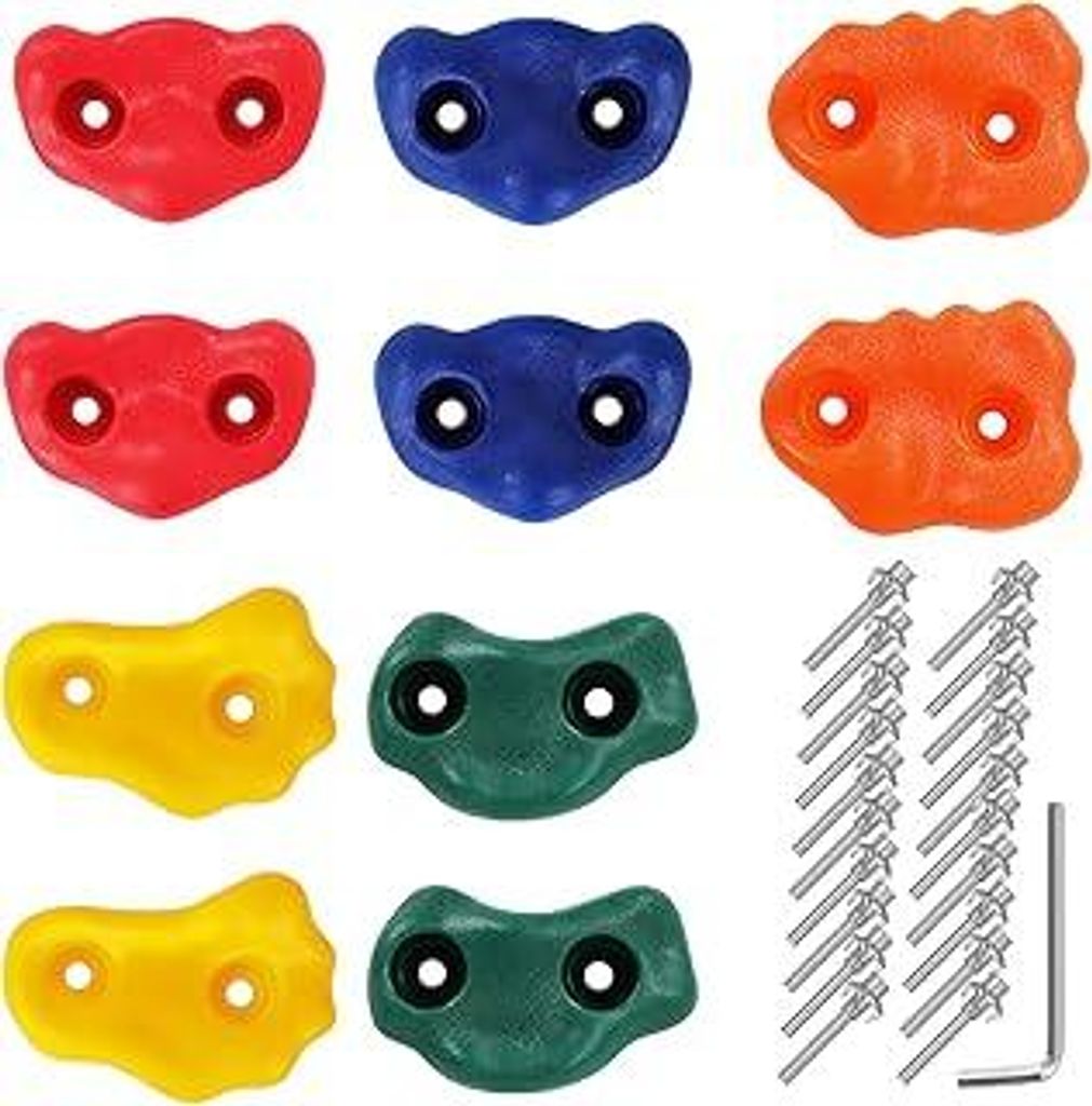 10 Stück Klettergriffe Kinder Outdoor - Klettersteine | Kletterwand Griffe Für Spielturm, Rock Wall Climbing Holds für Spielplatz Spielset Zubeh...