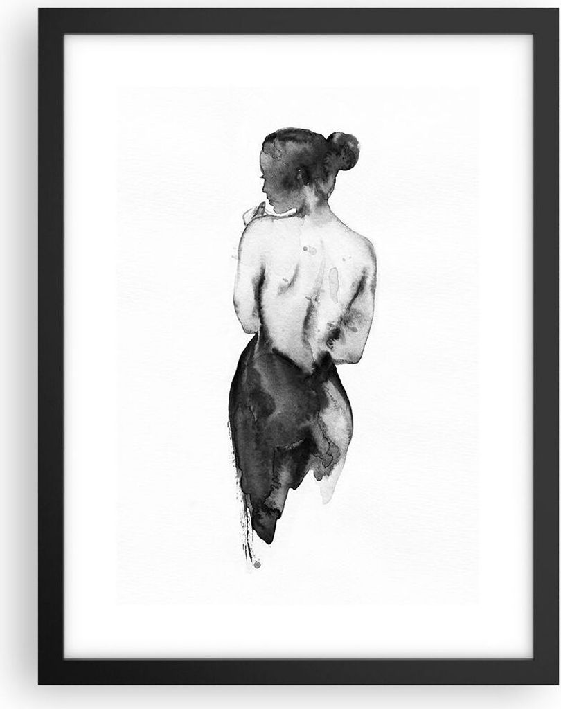 Gerahmtes Poster - Schwarzer Rahmen - Aquarell Frau Nacktheit - 30x40 cm - Wand Bild - Wanddeko - Wandbilder - Kunstposter - Wandposter - Bilderrah...
