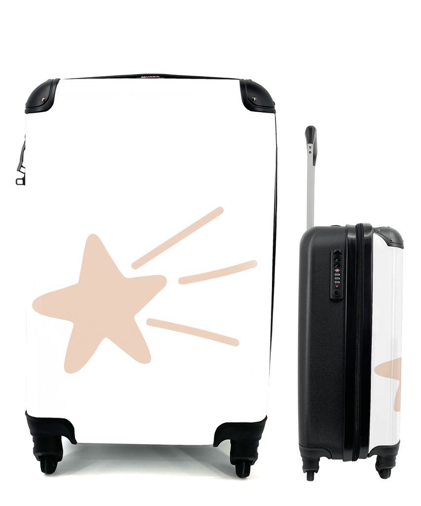 MuchoWow Koffer Handgepäck Trolley Rollkoffer Kleine Reisekoffer mit 4 Rollen - Fallender Stern - Pastell - Kinder - Rosa - Kinder - Cabin Size ...