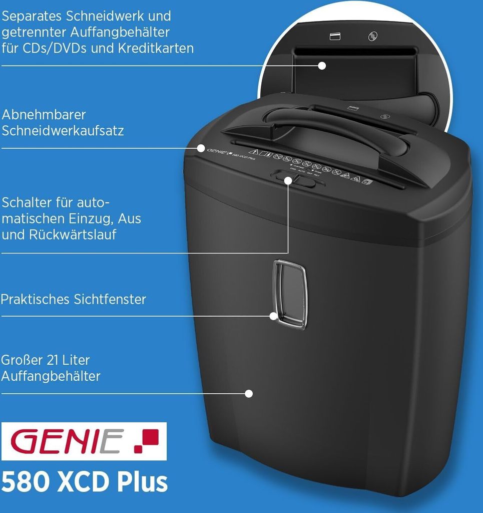 GENIE Aktenvernichter 580 XCD Plus schwarz Produktbild 7