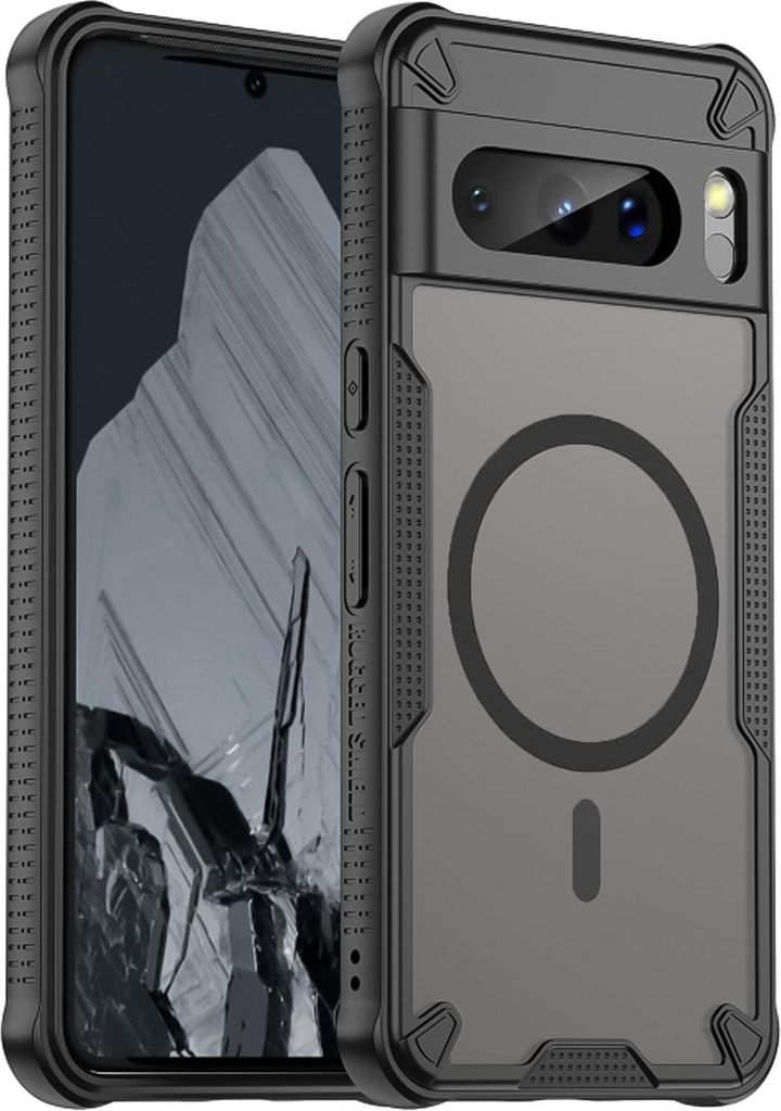 Defender Hülle für Google Pixel 8 Pro Schutzhülle Matt Schwarz Magsafe Backcover Handy Case