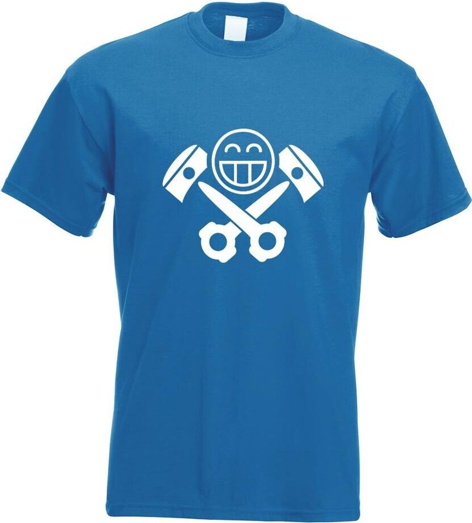 Kiwistar - T-Shirt - royal - Kolben Skull Motiv Bedruckt Funshirt Design Print - mit Motiv Bedruckt - Funshirt Design - Sport - Freizeit - Herren - M