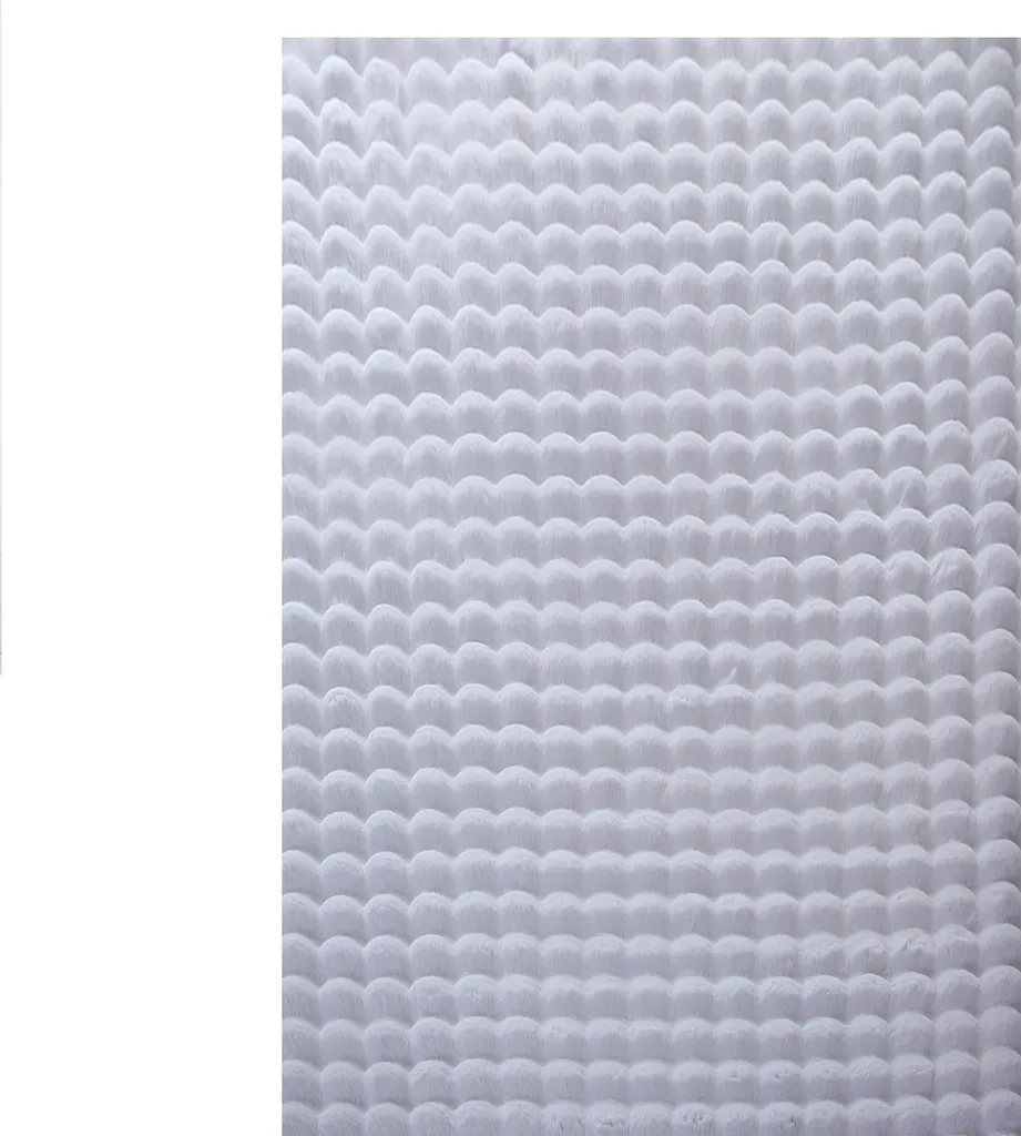 Tapis de salon shaggy argenté 120x170 cm à poils longs effet relief