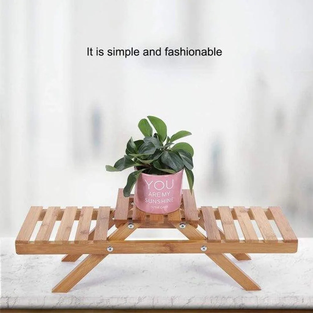 Support à plantes pliable bois 2 niveaux : rangez vos pots facilement