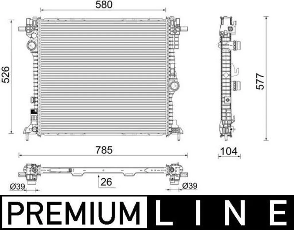 Radiateur de refroidissement moteur pour Alfa Romeo Giulia de 2016