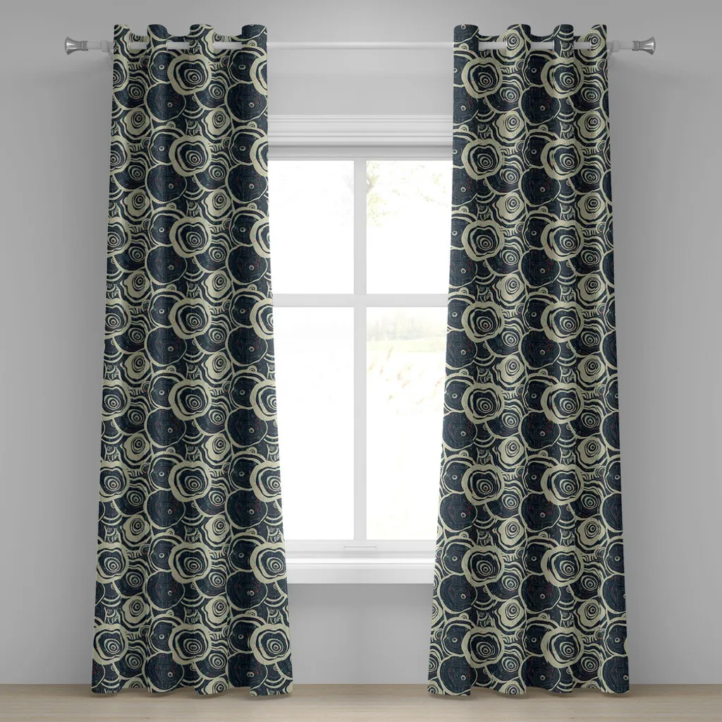 ABAKUHAUS Rideau à œillets grunge motif bois 280x245 cm vert réséda