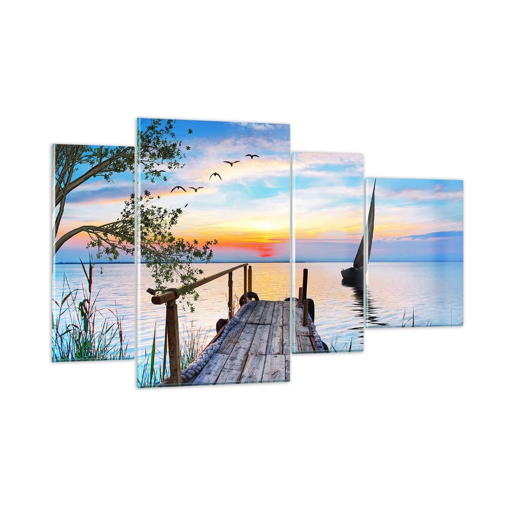 Bilder auf glas - Brücke See - 120x70cm - Glasbilder - Wandbilder - Bilder - Kunstdruck - zum Aufhängen bereit - Wanddekoration aus Glas - Glas B...