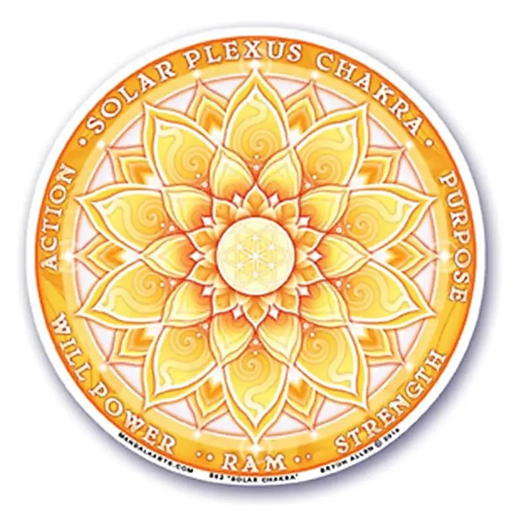 Autocollant Chakra Manipura pour Méditation - Set de 4 Stickers 10cm