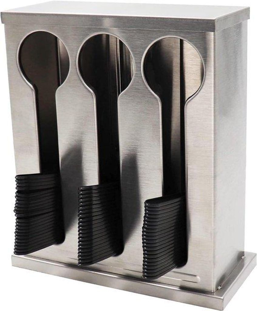 Premium-RVS-Keukenbestekdispenser mit 3 Fächern für Gabeln, Messer und Löffel