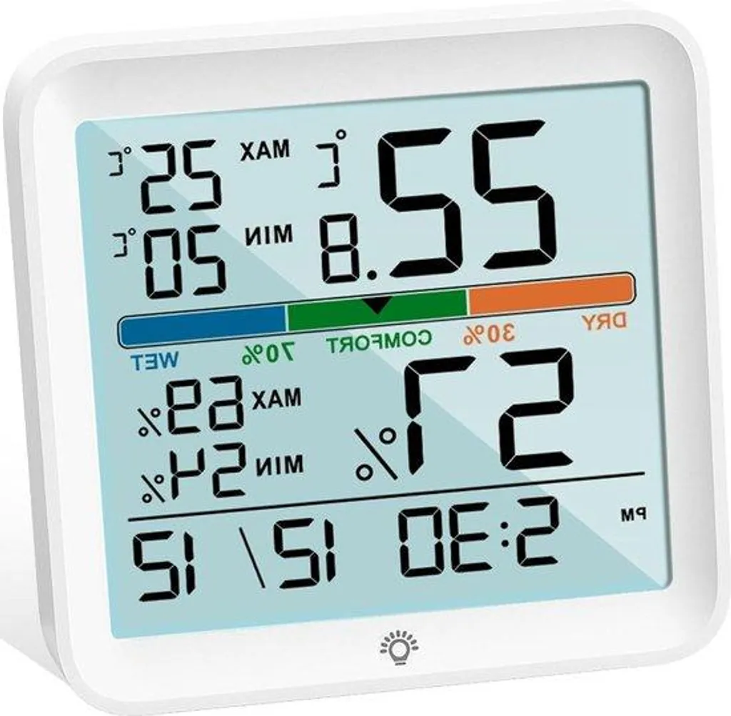 Thermohygromètre avec affichage LCD rétroéclairé et capteur humidité