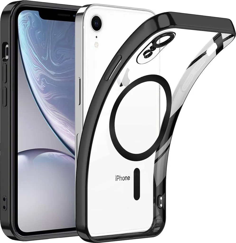 Custodia Elegante iPhone XR Magnetica Ultra Thin Nero Trasparente