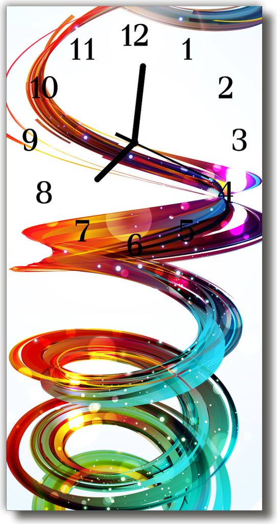 Tulup Glasuhr Wanduhr Küchenuhr Echt-Glas 30x60 Spirale Mehrfarbig
