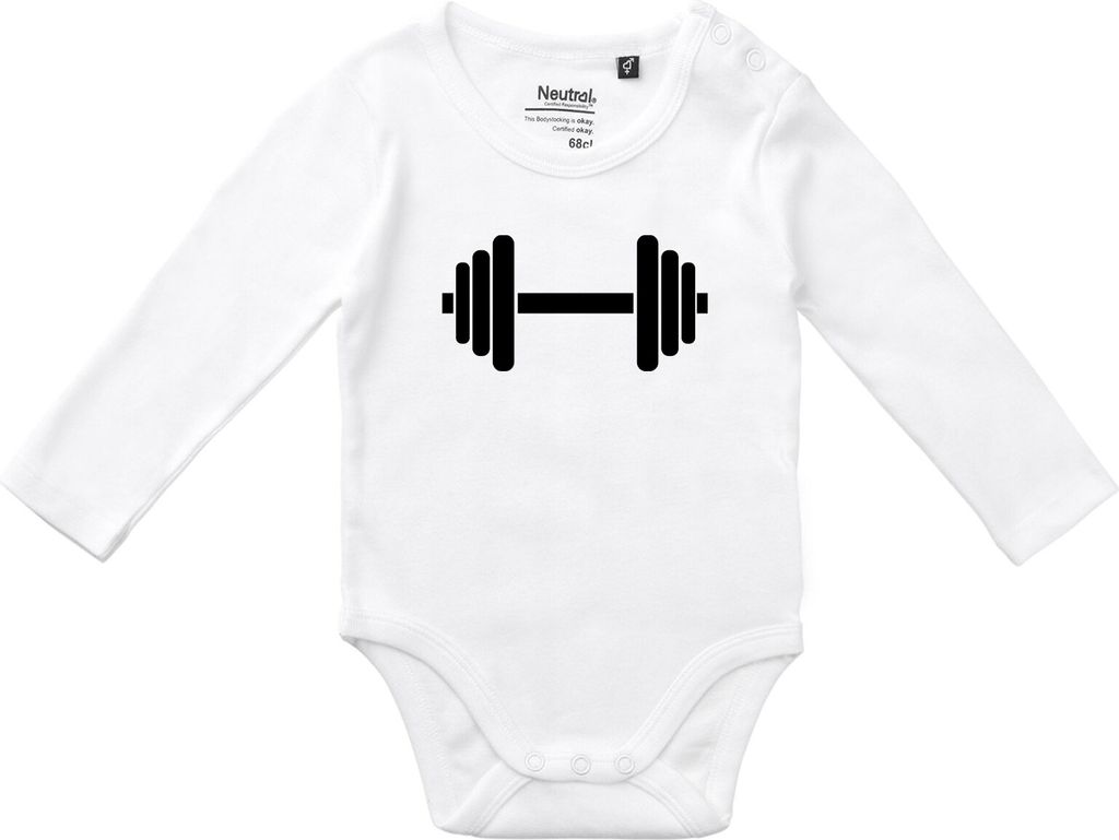 Huuraa Baby Body Hantel Silhouette 68 White Baumwolle Fairtrade Langarmbody Geschenkidee