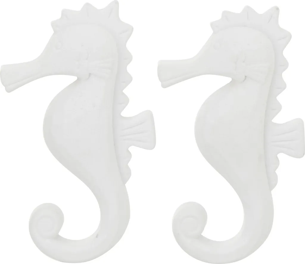 Hippocampes Décoratifs Blancs J-Line en MDF et Corde - Lot de 2 Pièces