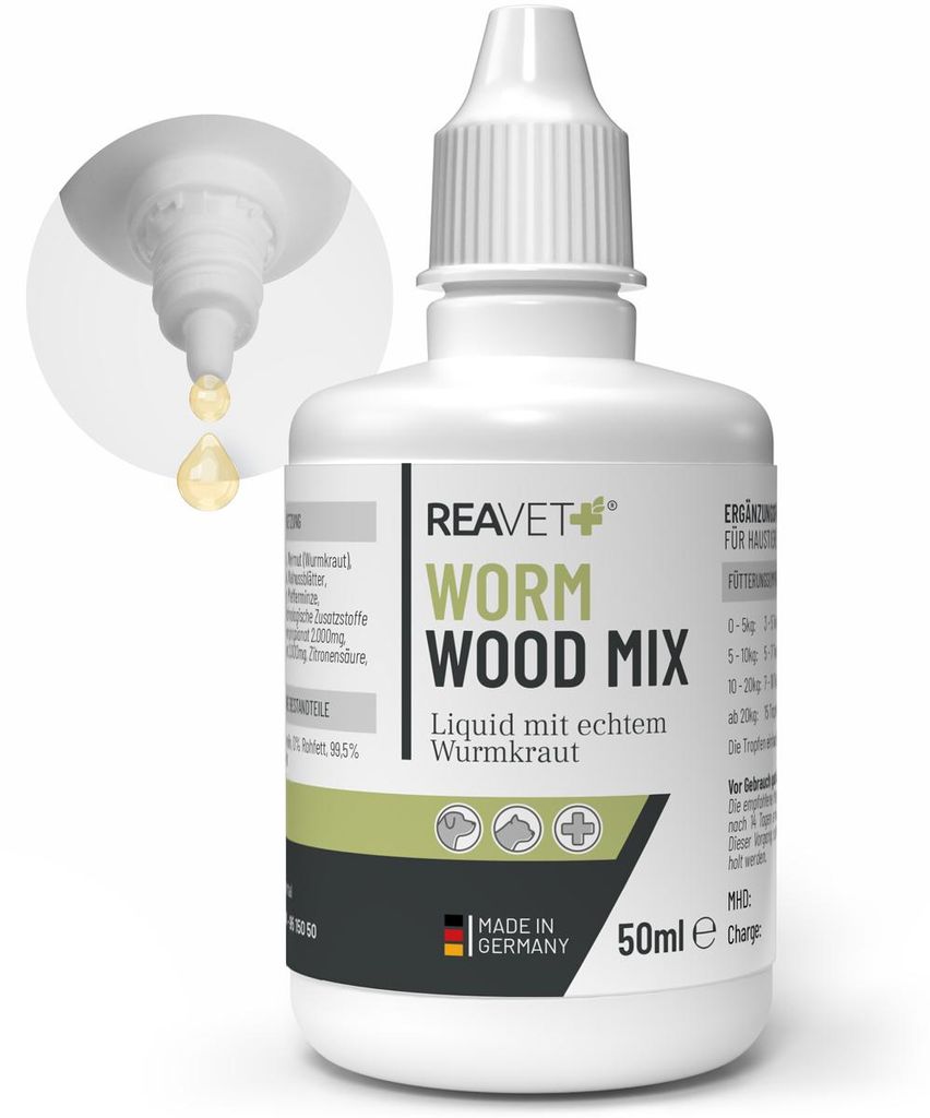 REAVET Wurm-Kraut Liquid 50 ml – für Hunde & Katzen, mit Produktbild 