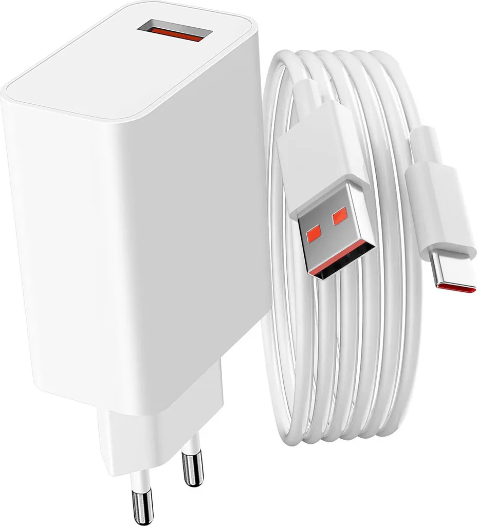 Adattatore di alimentazione USB 33W + cavo USB / USB-C bianco, set di ricarica originale Xiaomi