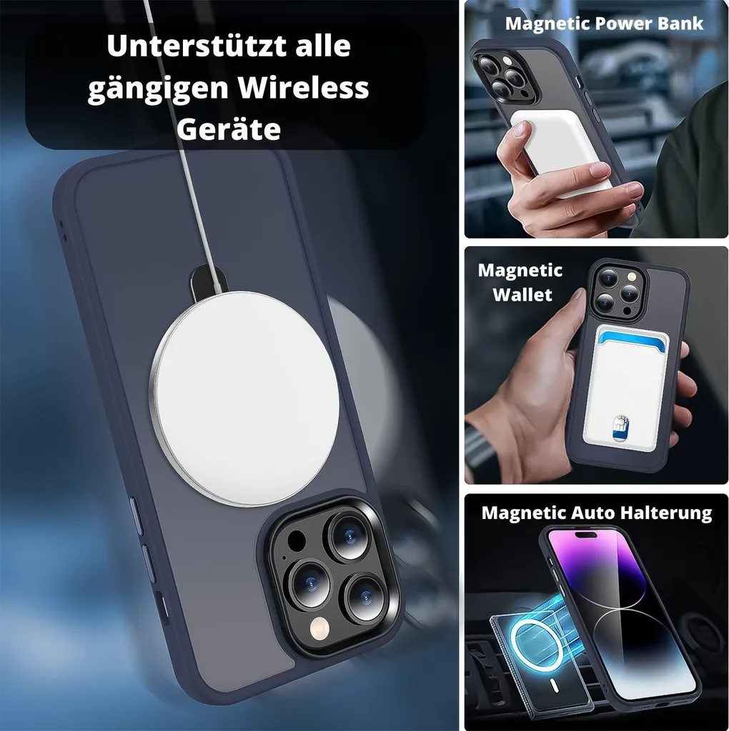 Custodia IPhone 13 Con Magneti E Protezione Fotocamera – Morbida TPU Glitter, Compatibile MagSafe, Ricarica Wireless, Bianco/Oro