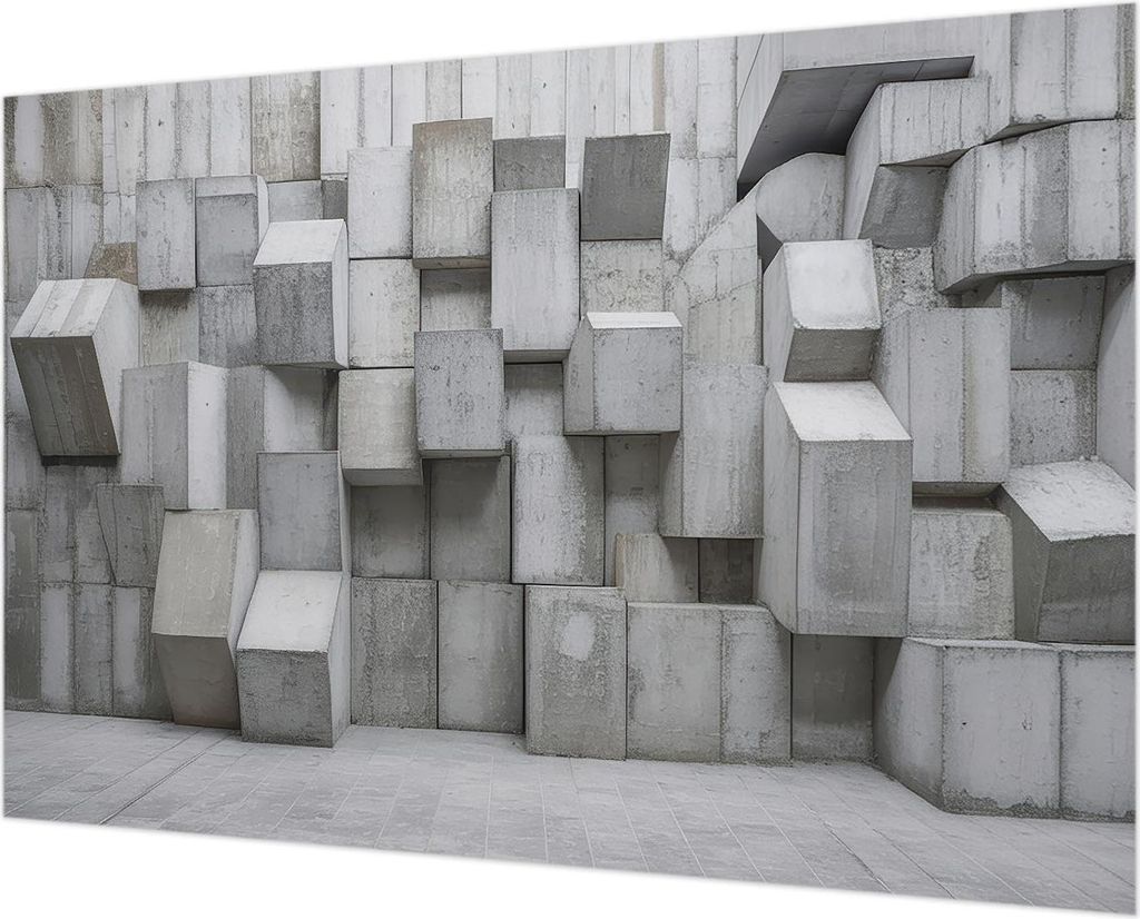 Wandtapete - Dekorative Tapete für Wohnzimmer - Tapetenfolie für Wanddekoration - 152x104 cm - Betonblöcke