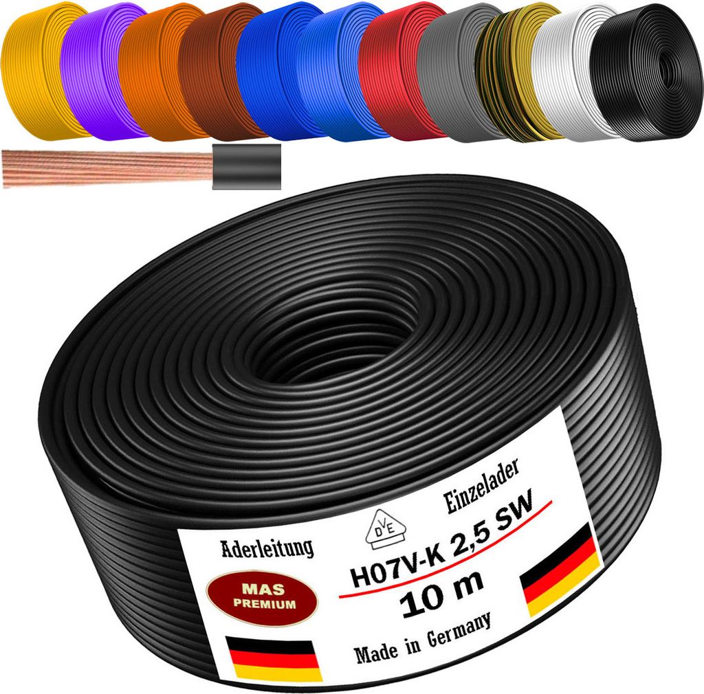 10 m žilový kábel H07 V-K SW 1x2,5 mm² čierny Jednožilový Obrázok produktu 