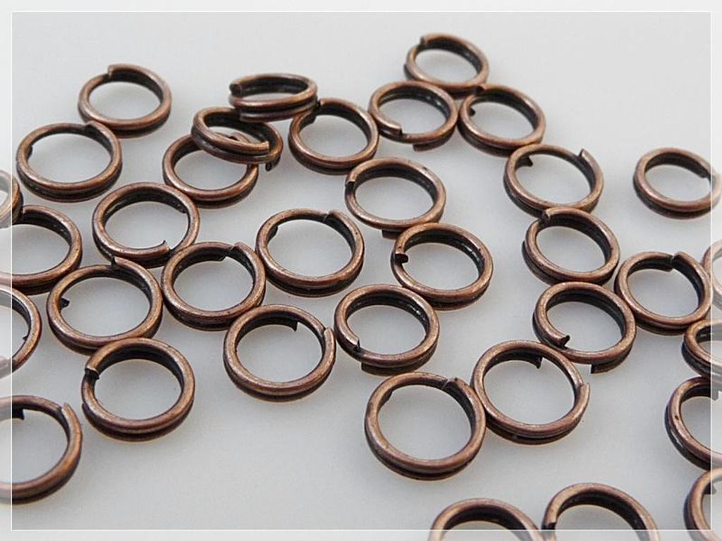 Vintageparts Splitringe doppelt antik kupferfarben rund 6mm Produktbild 