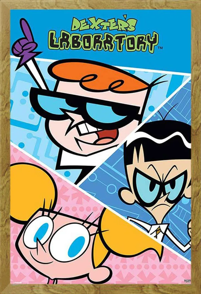 Poster Dexter's Laboratory avec cadre en bois MDF chêne Shinsuke 61x91,5cm