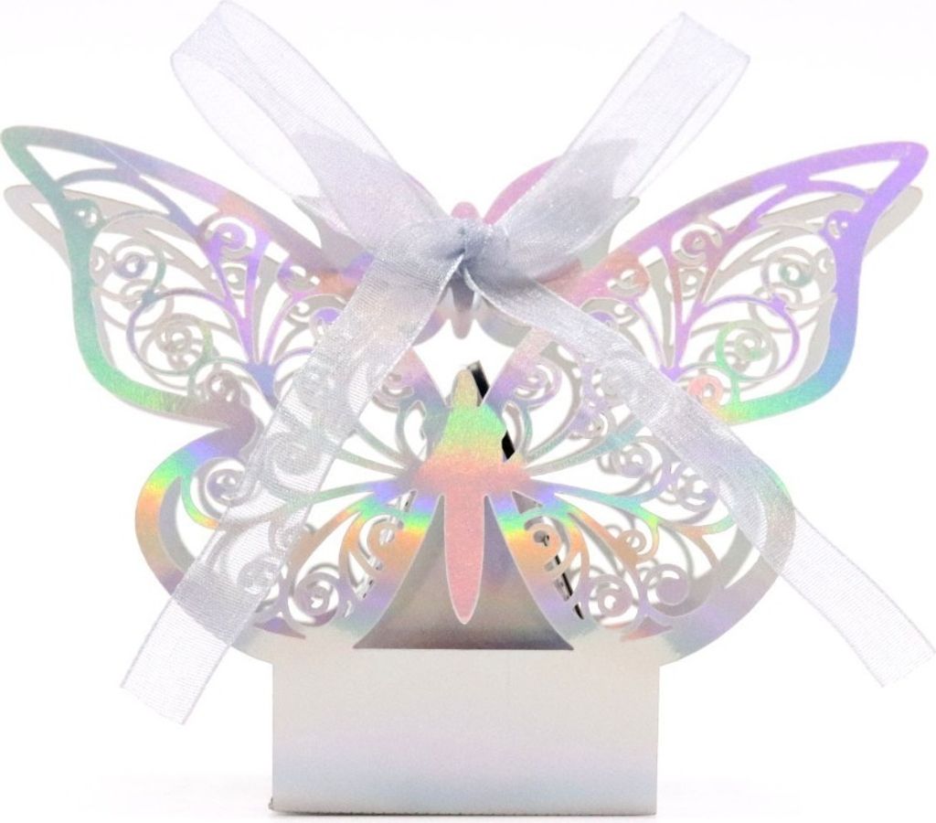 50 Pack 3D Schmetterling Laser Cut Hochzeit Party Favor Box Süßigkeiten Tasche Schokolade Geschenk Boxen Braut Geburtstag Dusche Bomboniere