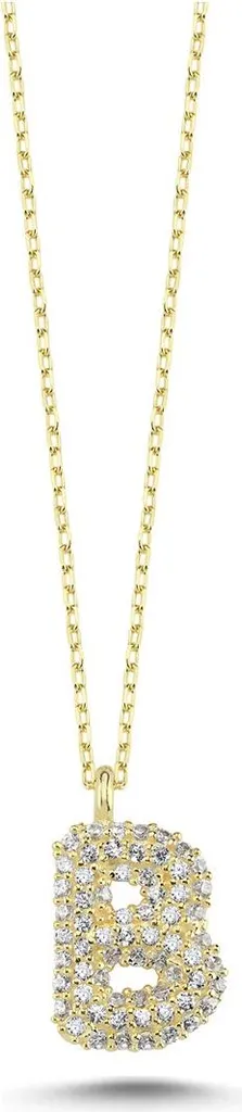 Bijou Initiale Femme - Collier Argent 925 avec Pendentif Lettre B