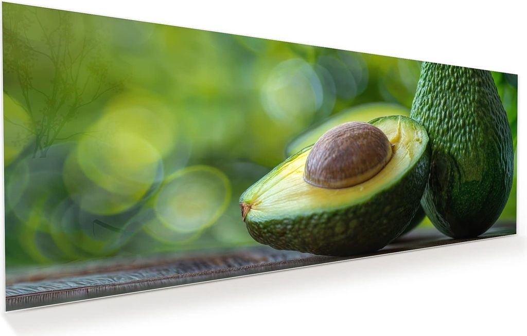 Glasbild 100x40cm in XXL für Wohnzimmer, Schlafzimmer Motiv Avocado Anschnitt