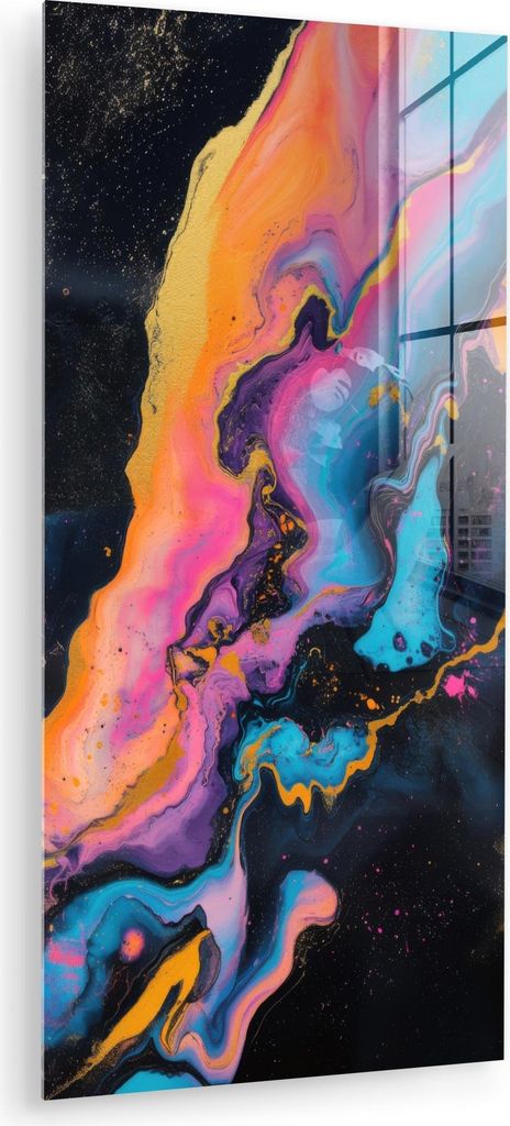 MuchoWow Glasbilder - Bilder auf Wandbild - Foto auf Glas Modern - Marmor - Orange 40x80 cm Wanddekoration aus Glas - Acrylglasbild - Acrylbilder -...