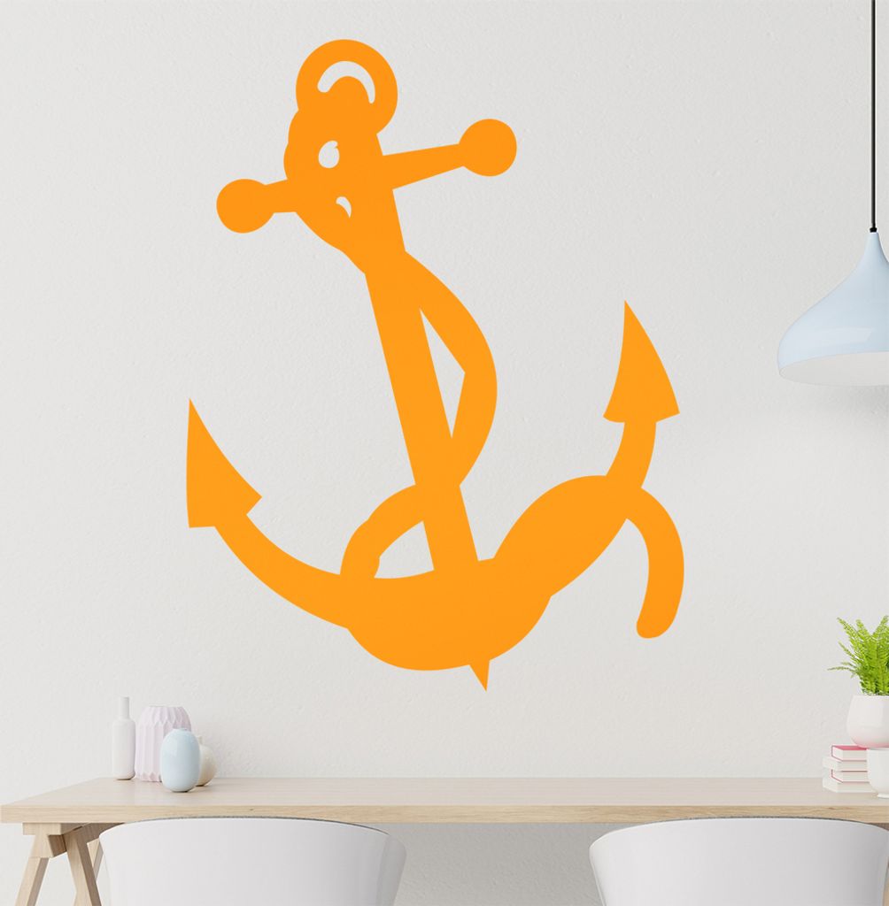 Anker mit Leine Wandtattoo in 6 Größen - Wandaufkleber Wall Sticker - Dekoration, Küche, Wohnzimmer, Schlafzimmer, Badezimmer