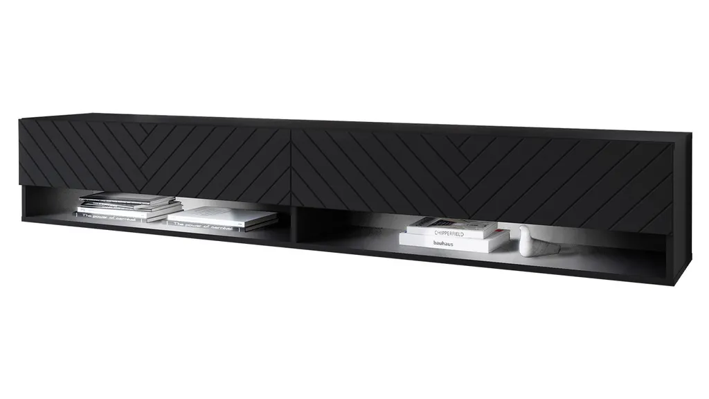 Banc TV 180 cm avec LED Multicolore - Buffet Multimédia Noir Graphite - 9