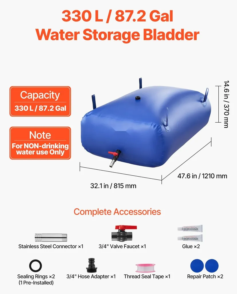 Réservoir d'eau portable et compact 330L en bâche PVC étanche - 2